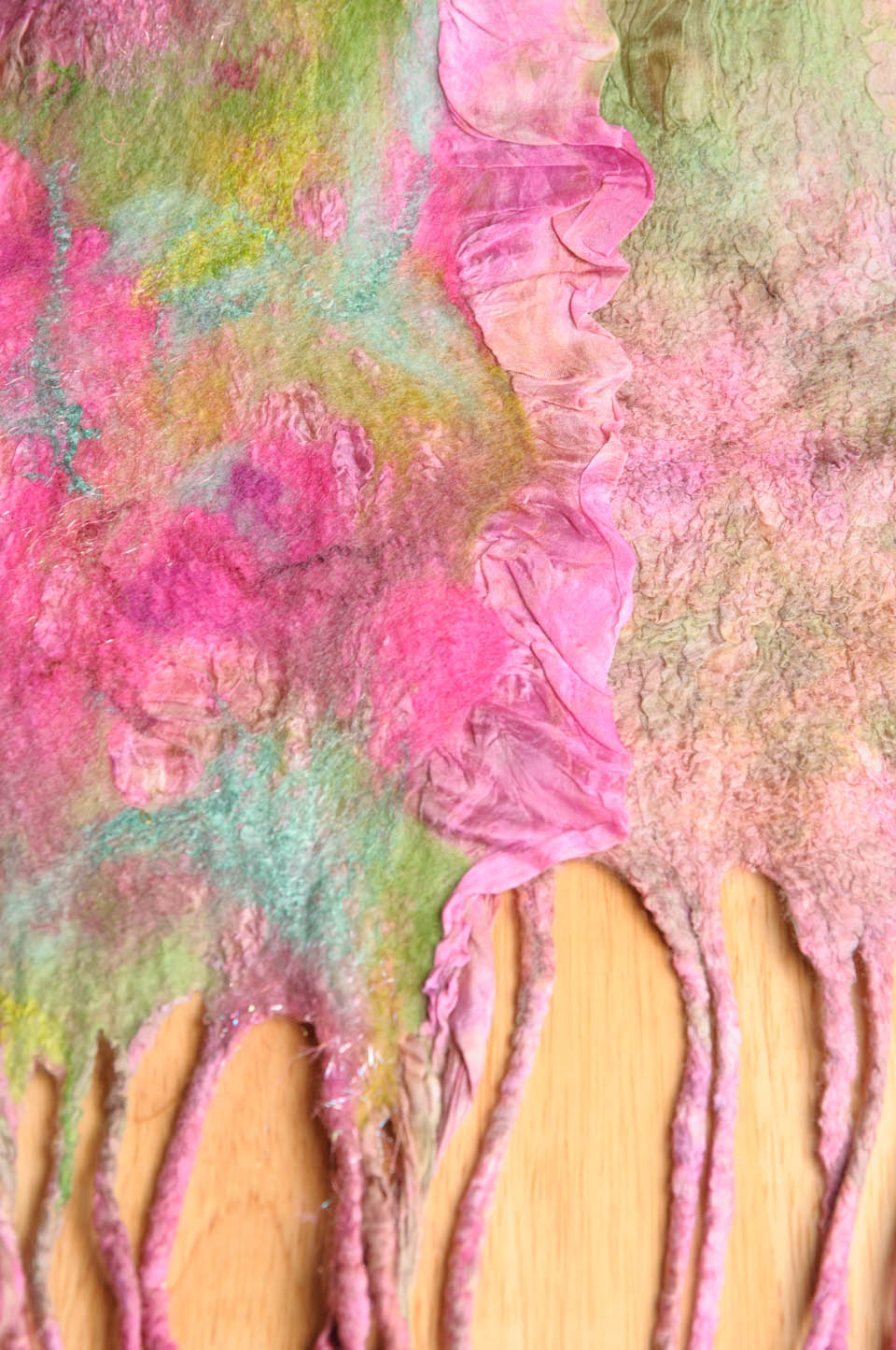 Handmade nuno felted colorwash scarfs by Melinda LaBarge