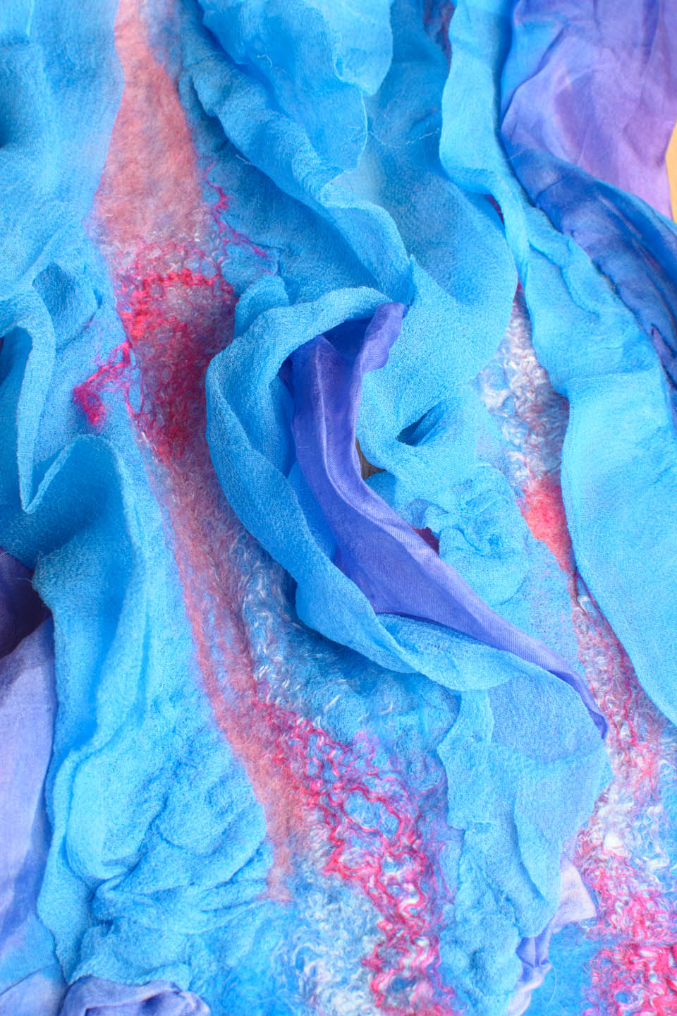 Handmade nuno felted colorwash scarfs by Melinda LaBarge