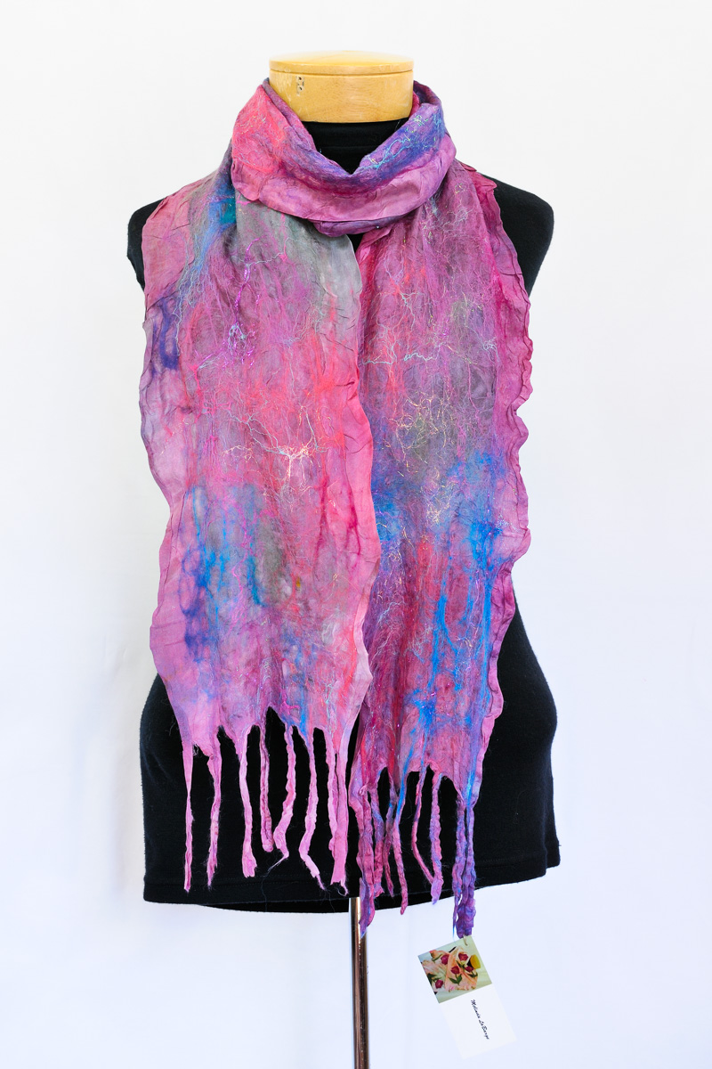 Handmade nuno felted colorwash scarfs by Melinda LaBarge