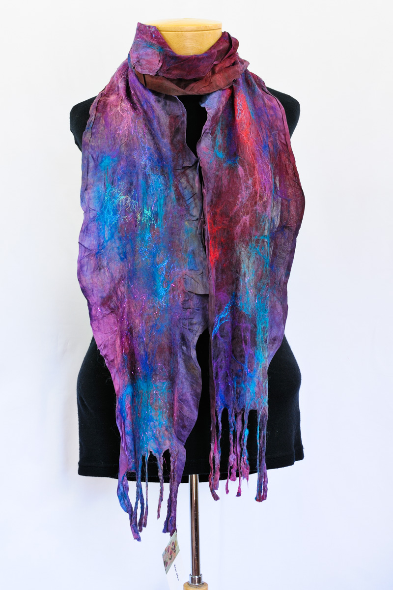 Handmade nuno felted colorwash scarfs by Melinda LaBarge