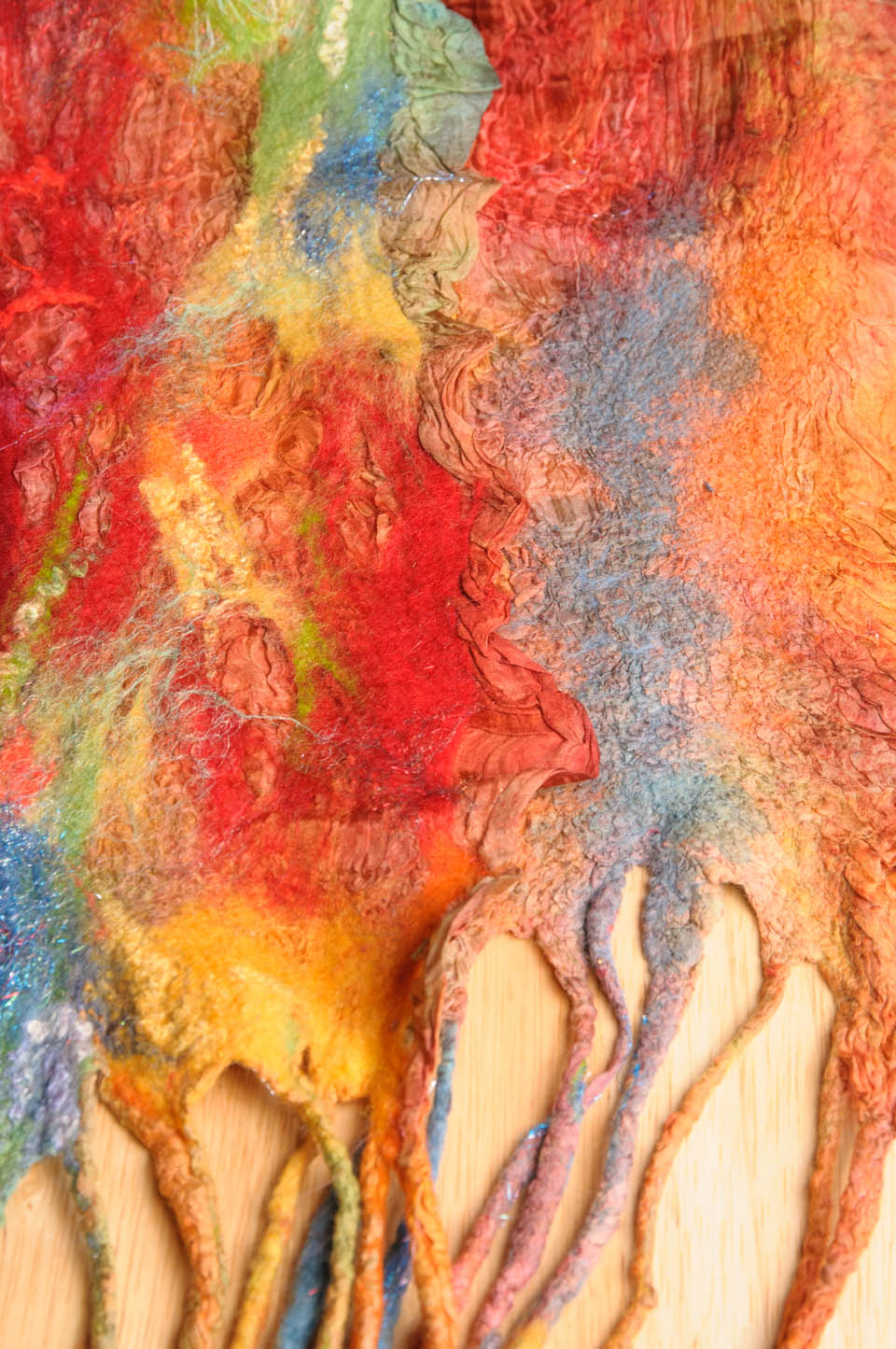 Handmade nuno felted colorwash scarfs by Melinda LaBarge