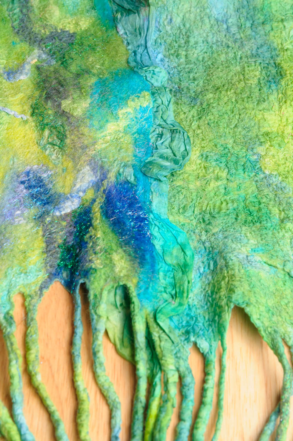 Handmade nuno felted colorwash scarfs by Melinda LaBarge