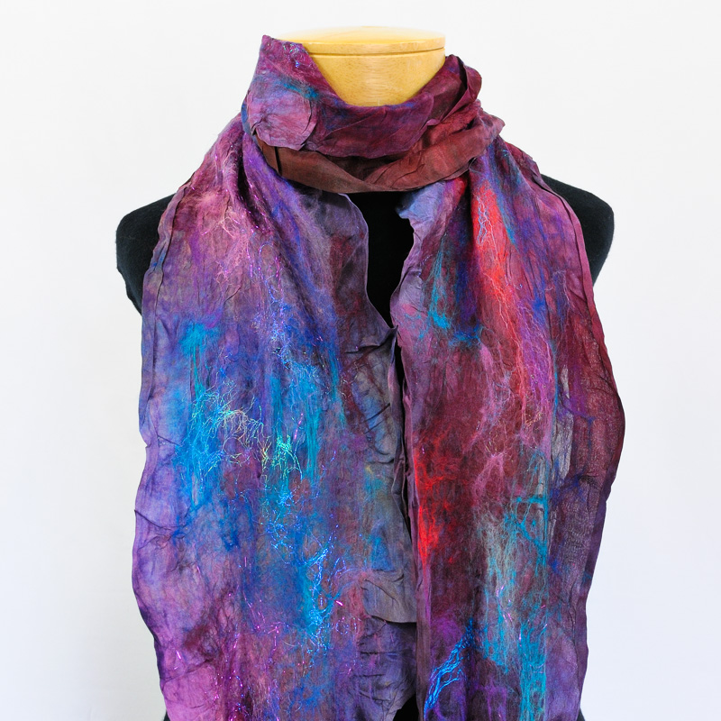 Handmade nuno felted colorwash scarfs by Melinda LaBarge