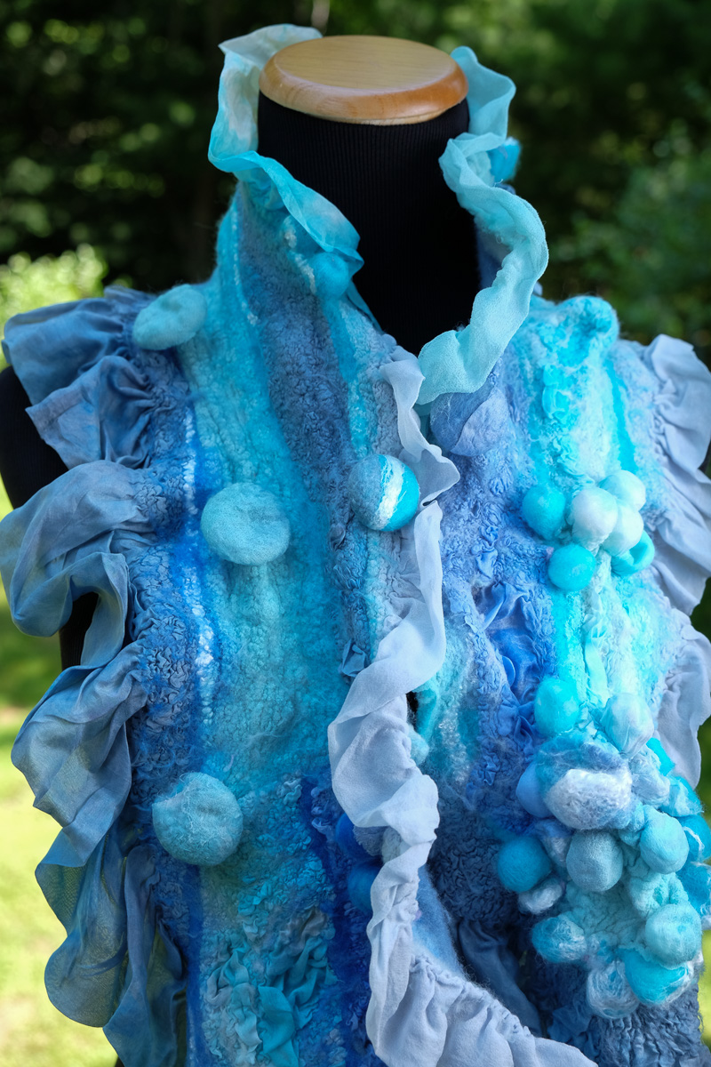 Handmade nuno felted shibori scarfs by Melinda LaBarge