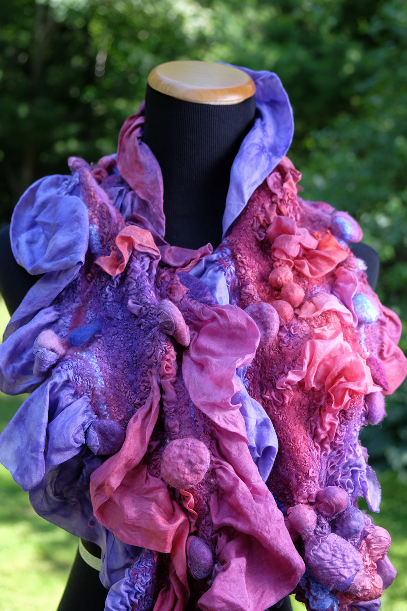 Handmade nuno felted shibori scarfs by Melinda LaBarge
